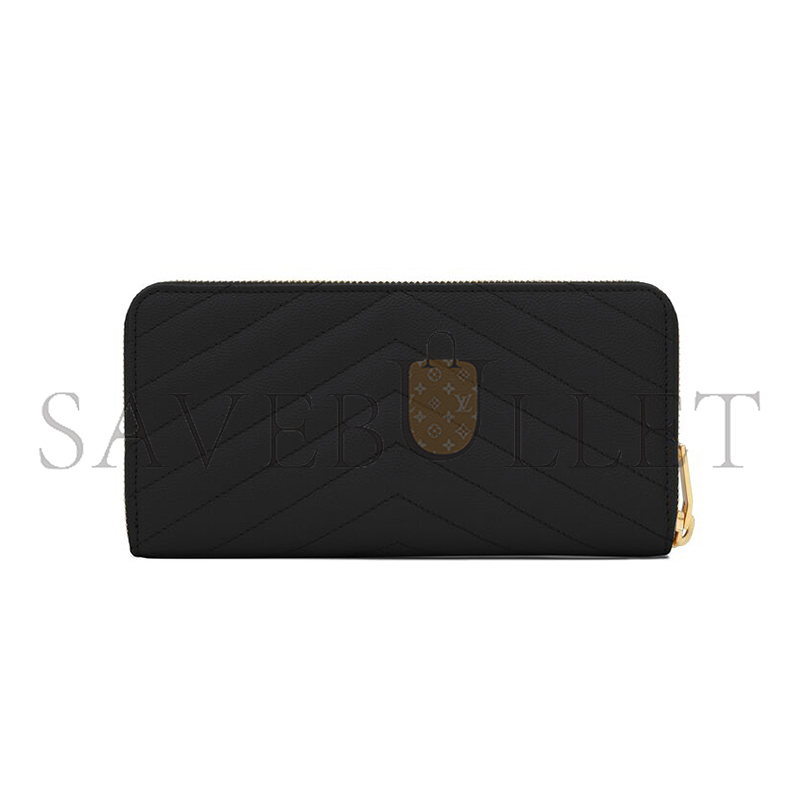 YSL CASSANDRE MATELASSÉ ZIP AROUND WALLET IN GRAIN DE POUDRE LEATHER 358094BOW011000 (19*9.5*2.5cm)