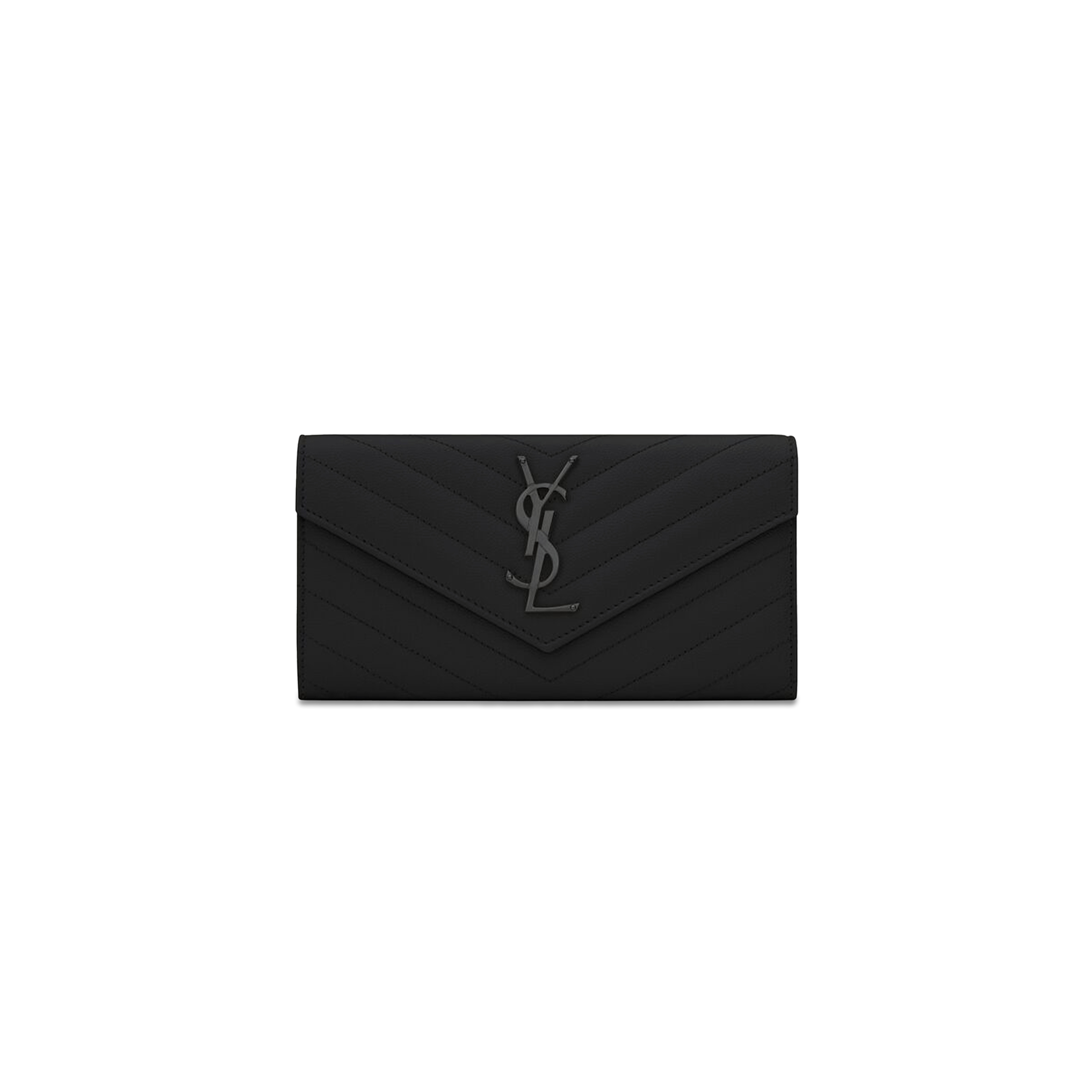 YSL CASSANDRE MATELASSÉ LARGE FLAP WALLET IN GRAIN DE POUDRE LEATHER 372264BOW081000 (19*11*3cm)